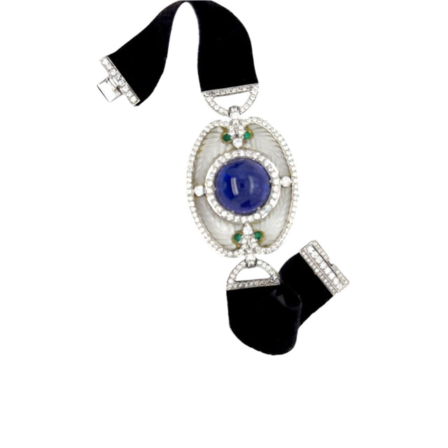 Leather Strap 18kt Gold Tanzanite Bracelet