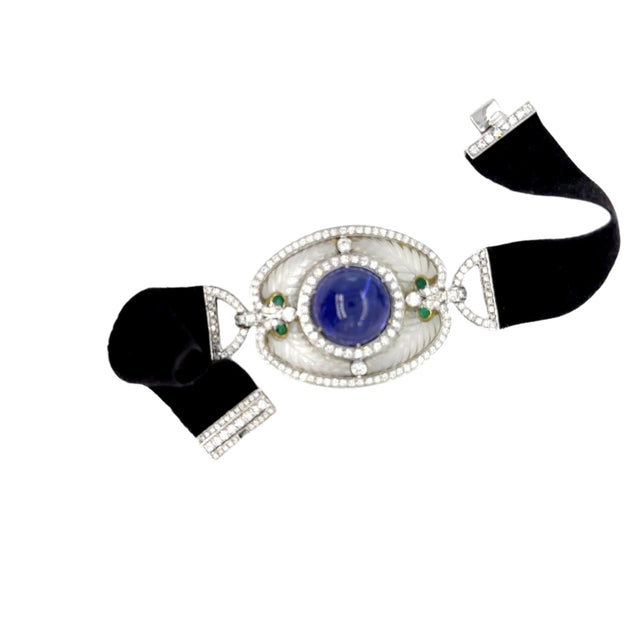 Leather Strap 18kt Gold Tanzanite Bracelet