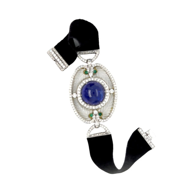 Leather Strap 18kt Gold Tanzanite Bracelet