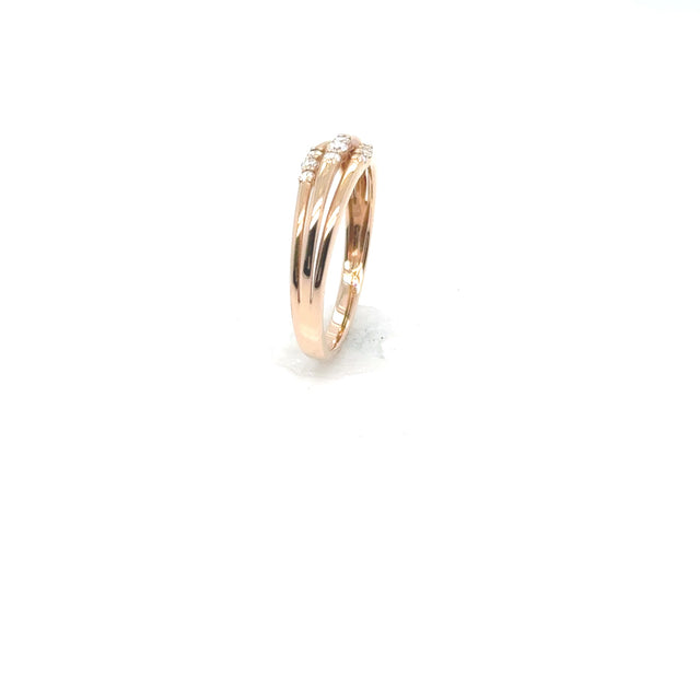 18kt Rose Gold Three Diamond Three Row Ring