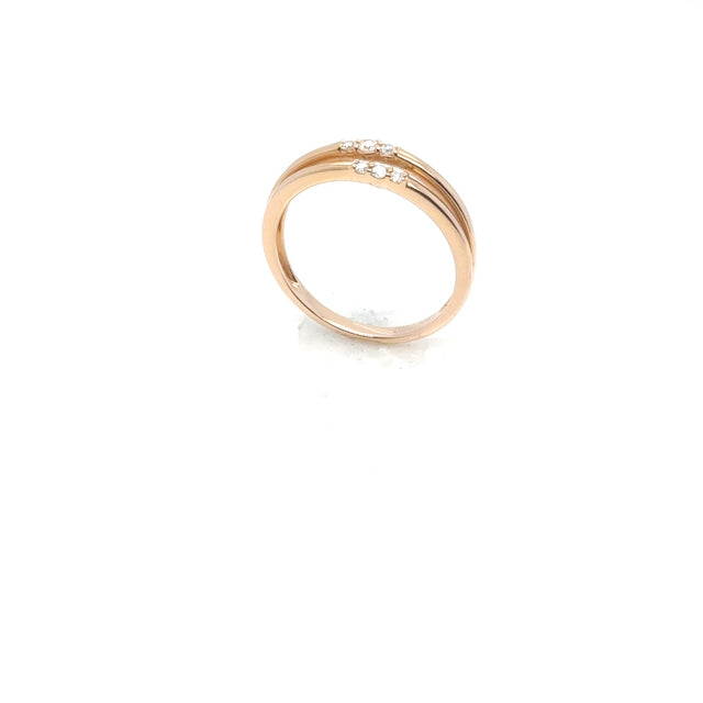 18kt Rose Gold Three Diamond Three Row Ring