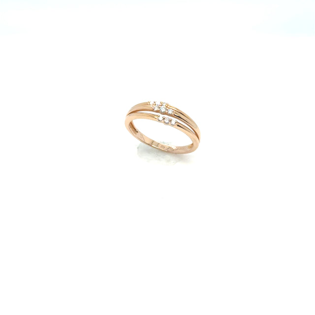 18kt Rose Gold Three Diamond Three Row Ring