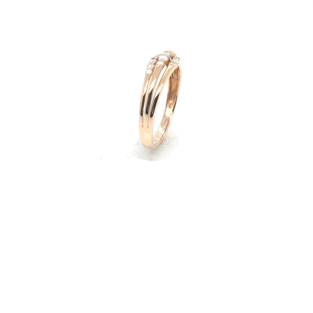 18kt Rose Gold Three Diamond Three Row Ring