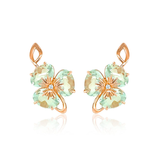 18K Rose Gold Prasiolite Earrings