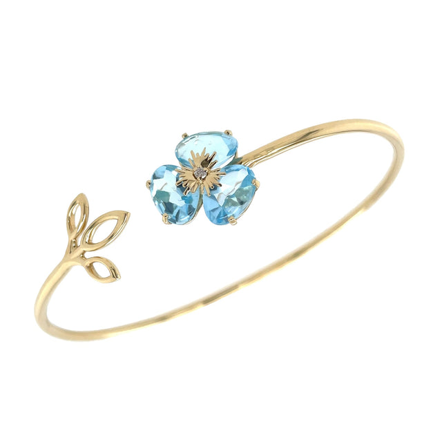 18K Yellow Gold Blue Topaz Pensée Bracelet