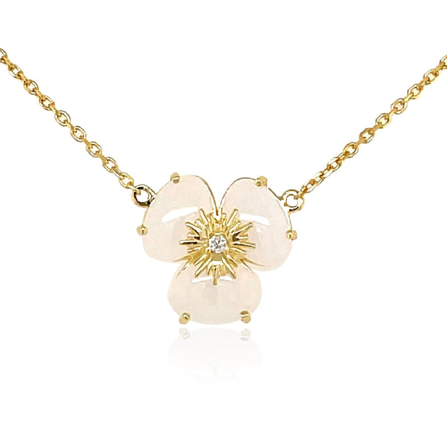 18K Yellow Gold White Opal Necklace