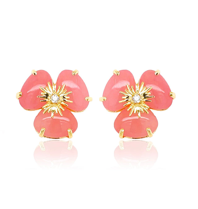 18K Yellow Gold Malva Quartz Pensée Earrings