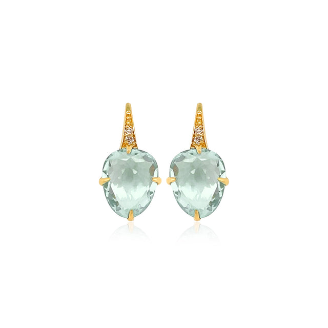 18K Sugar Loaf Prasiolite Earrings