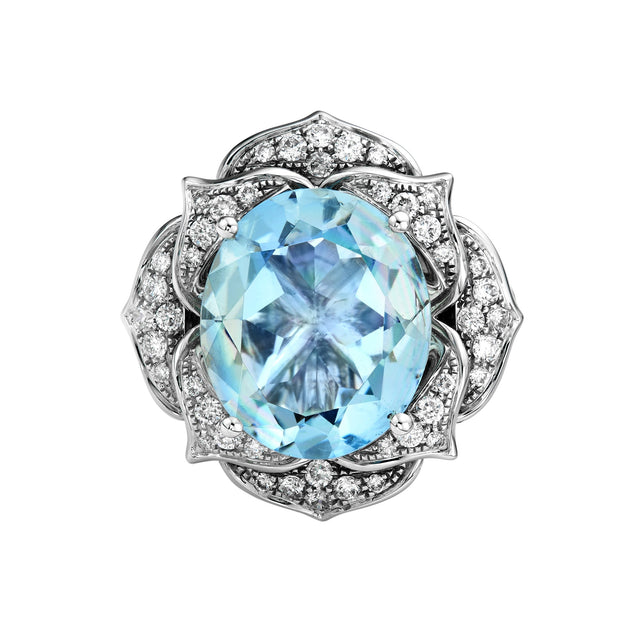 Lovette Aquamarine and Diamond Ring