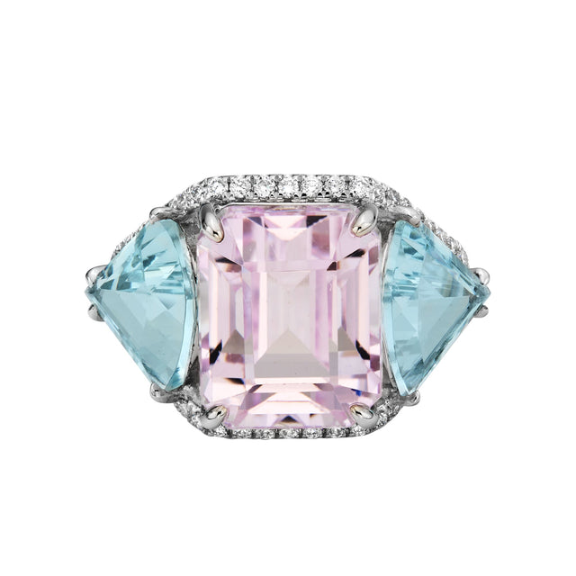 Lucia Kunzite and Aquamarine Ring