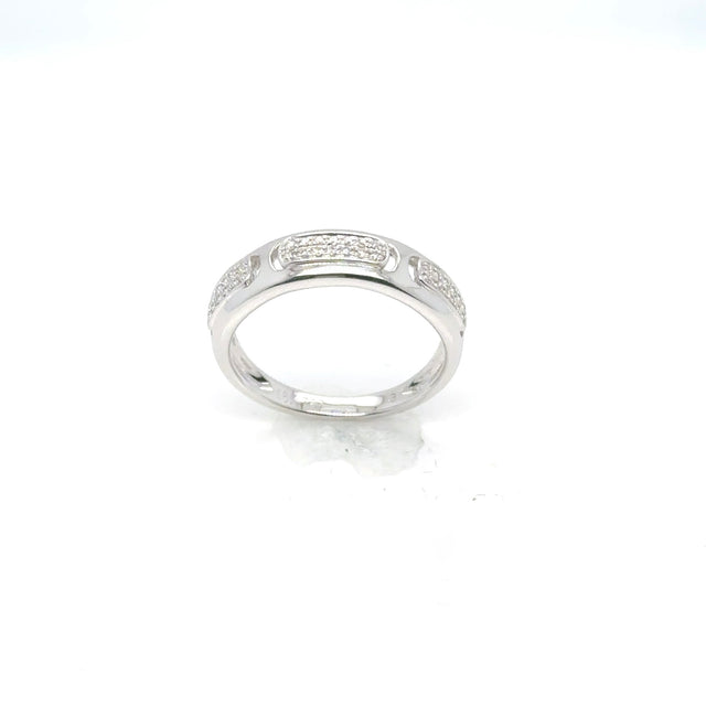 Pave Diamond Pattern White Gold Ring