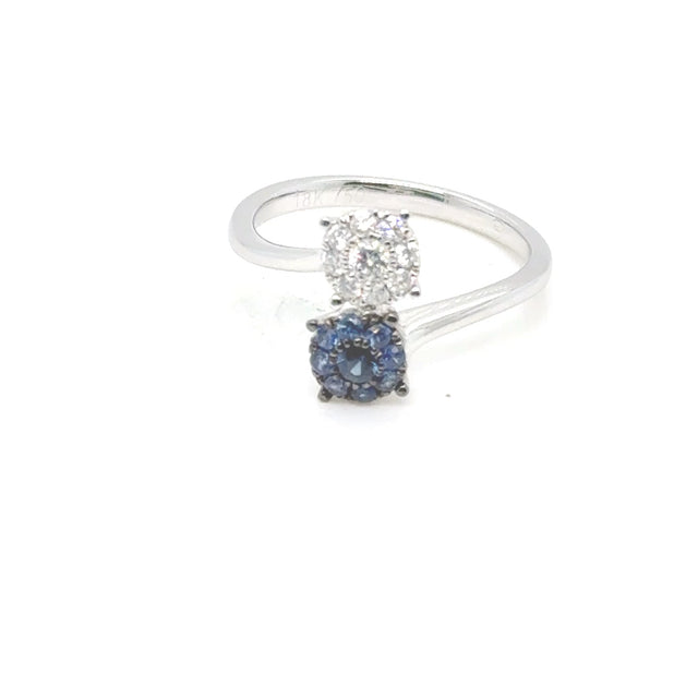 18kt Blue Sapphire and Diamond Cluster Ring