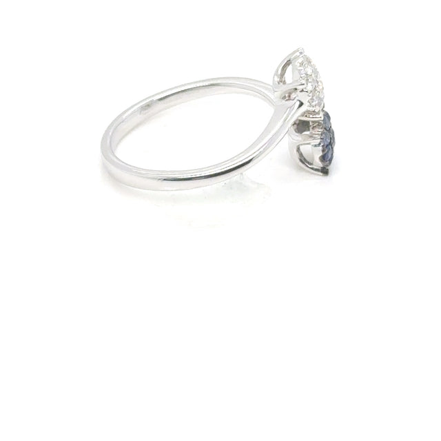18kt Blue Sapphire and Diamond Cluster Ring