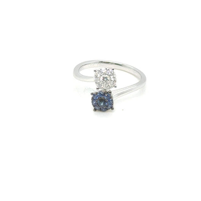 18kt Blue Sapphire and Diamond Cluster Ring