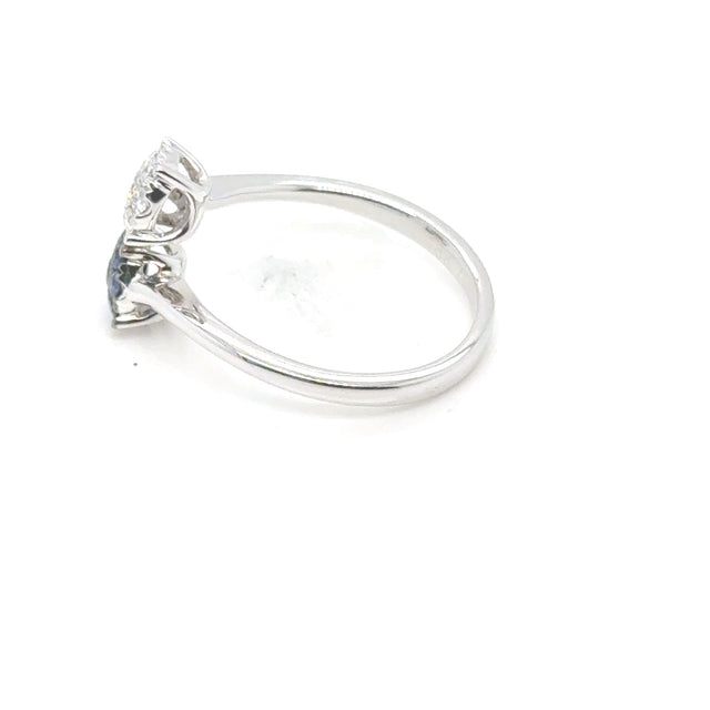 18kt Blue Sapphire and Diamond Cluster Ring