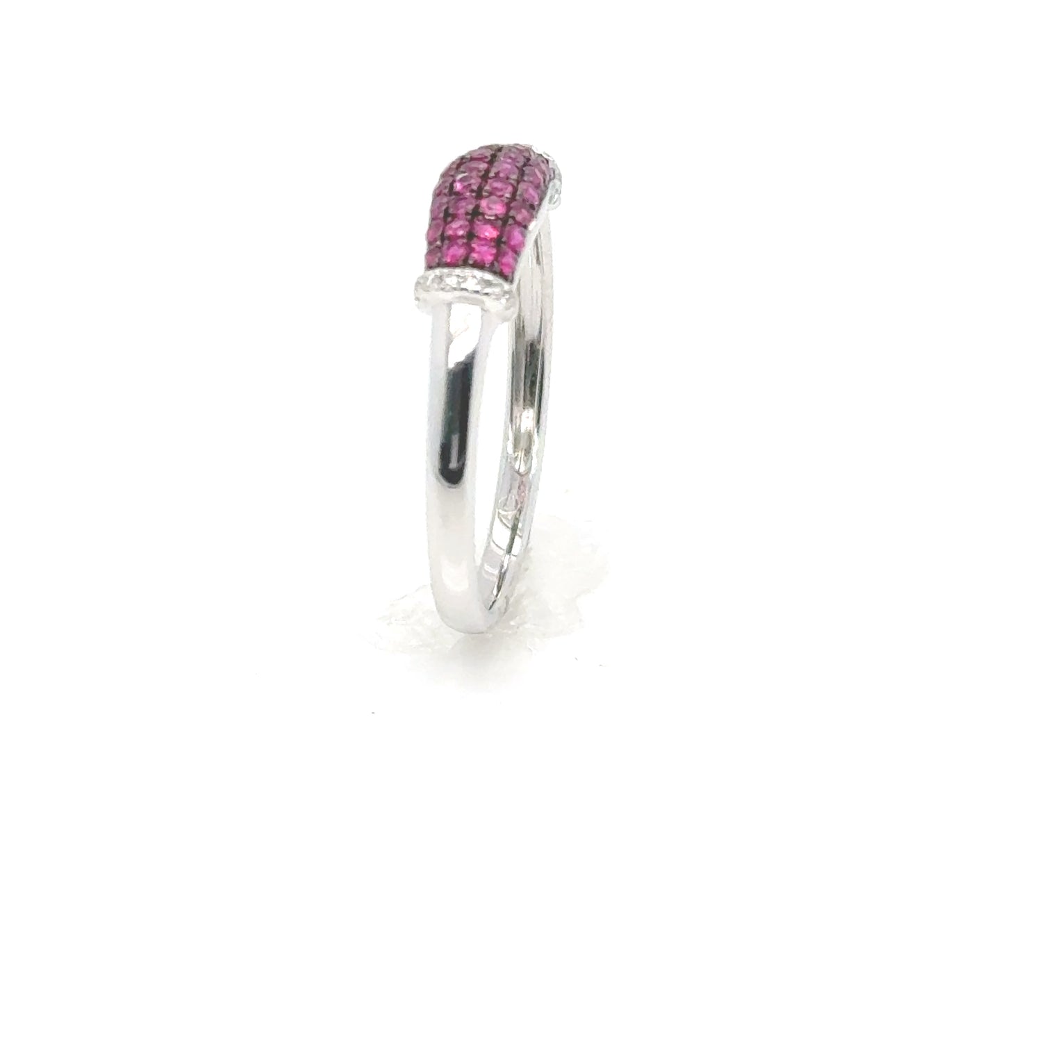 18kt White Gold Ruby Cluster with Diamond detail Ring