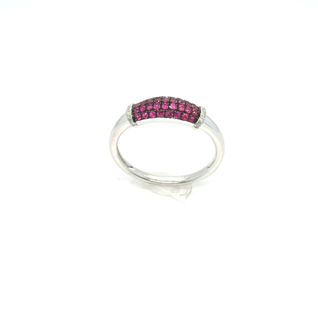 18kt White Gold Ruby Cluster with Diamond detail Ring