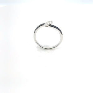 18kt White Gold With Blue Sapphire Pave and a Diamond Pave Accent