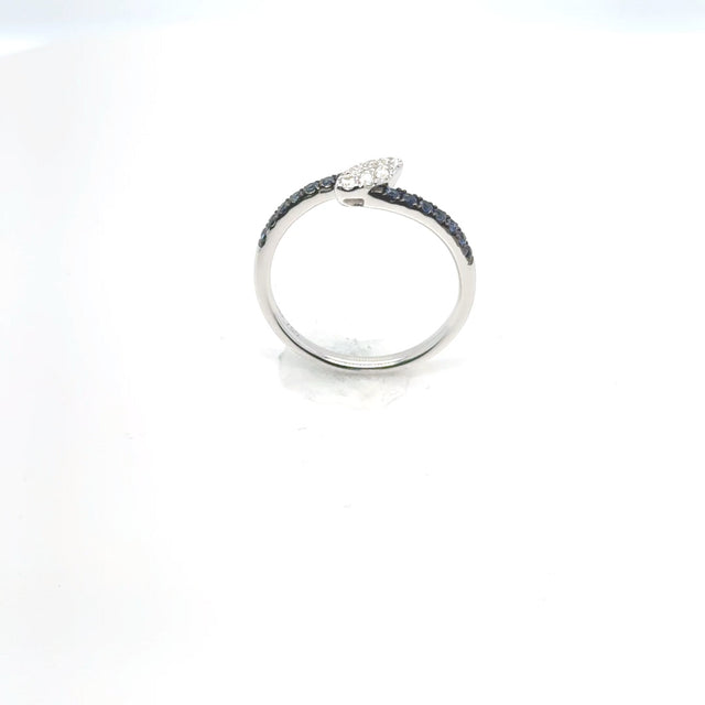 18kt White Gold With Blue Sapphire Pave and a Diamond Pave Accent