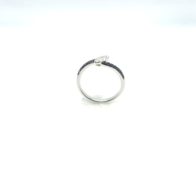 18kt White Gold With Blue Sapphire Pave and a Diamond Pave Accent