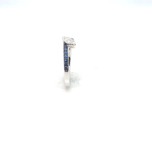 18kt White Gold With Blue Sapphire Pave and a Diamond Pave Accent