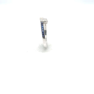 18kt White Gold With Blue Sapphire Pave and a Diamond Pave Accent