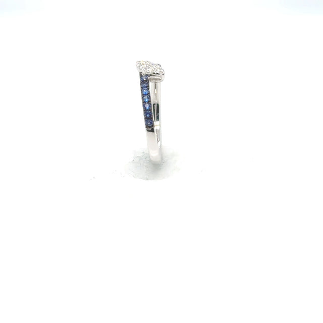 18kt White Gold With Blue Sapphire Pave and a Diamond Pave Accent