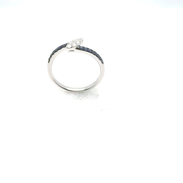 18kt White Gold With Blue Sapphire Pave and a Diamond Pave Accent