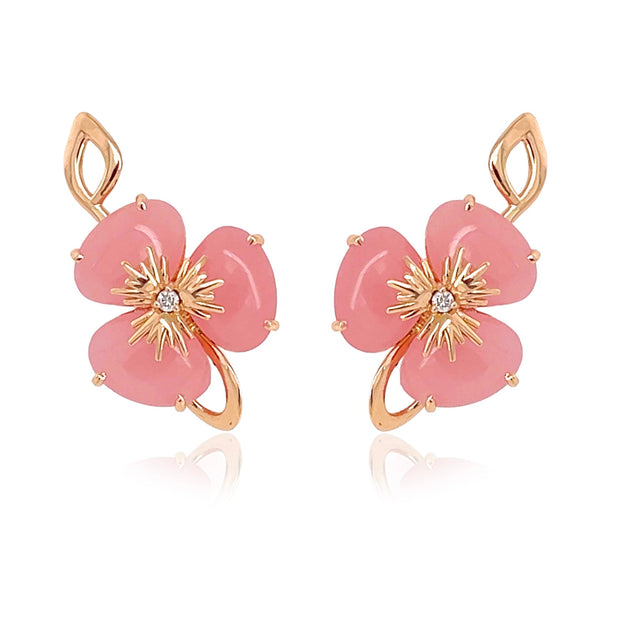 18K Rose Gold Malva Quartz Pensée Earrings
