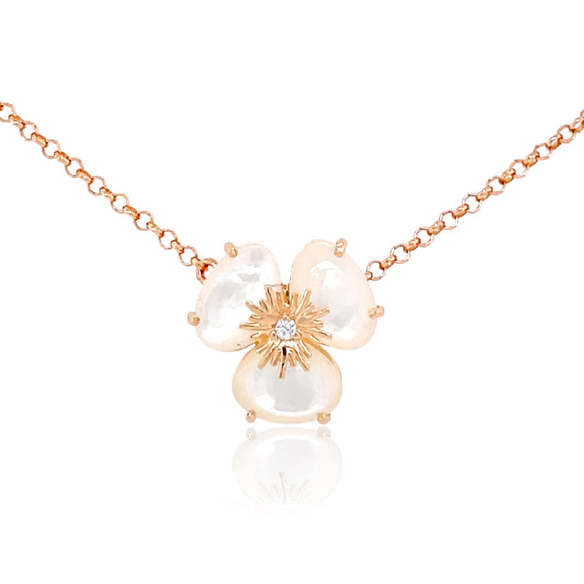 18K Rose Gold Mother Pearl Pensée Necklace