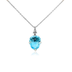 18K Sugar Loaf  Blue Topaz Necklace