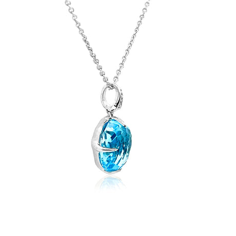 18K Sugar Loaf  Blue Topaz Necklace