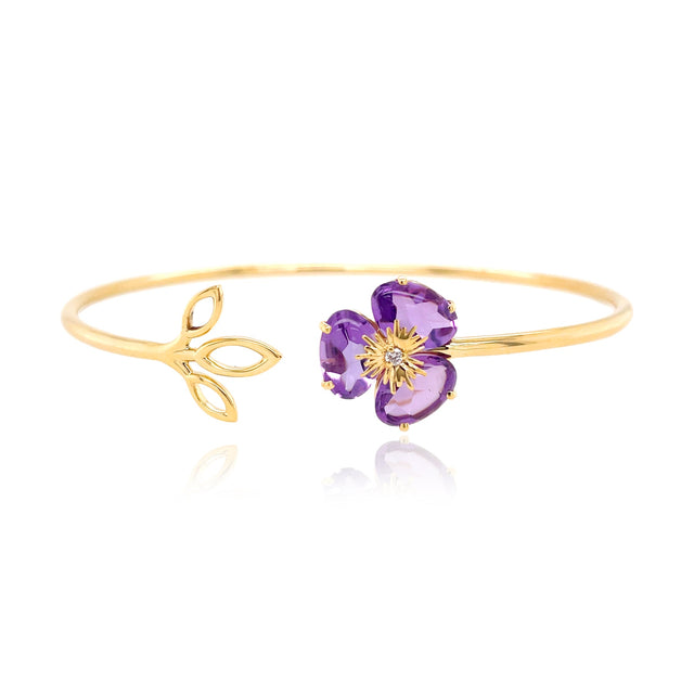 18K Yellow Gold Amethyst Pensée Bracelet