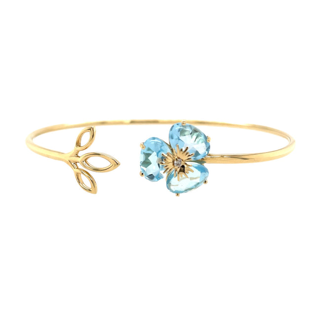 18K Yellow Gold Blue Topaz Pensée Bracelet