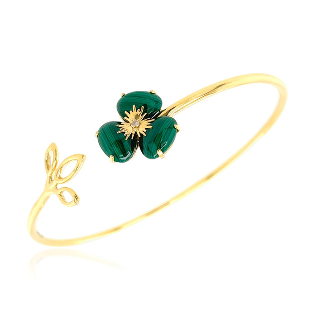 18K Yellow Gold Pensée Malachite Bracelet