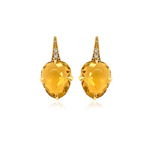 18K Sugar Loaf Citrine Earrings