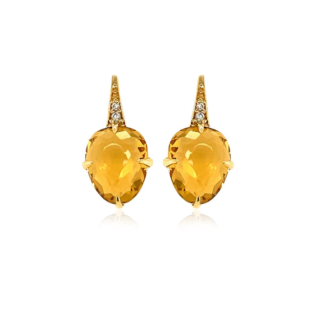 18K Sugar Loaf Citrine Earrings