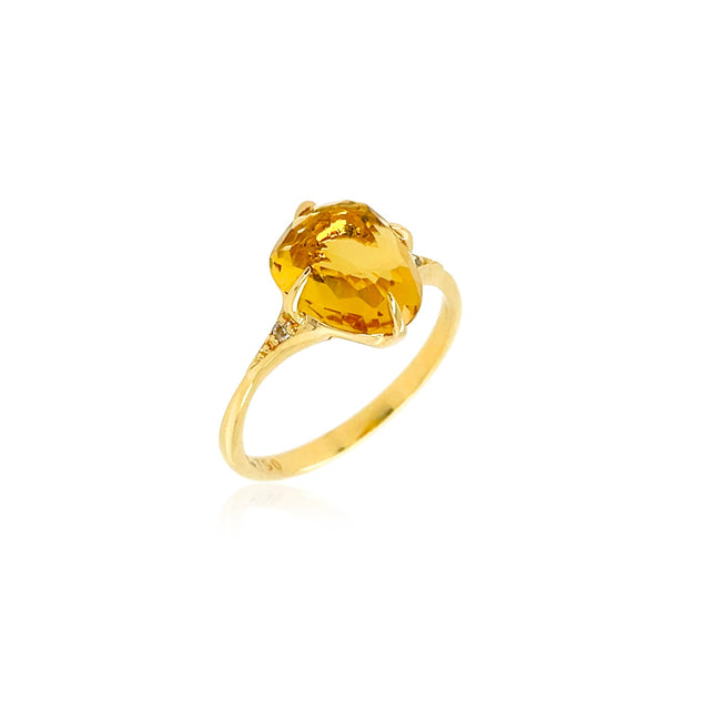 18K Sugar Loaf Ring Citrine Ring