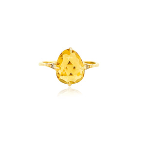 18K Sugar Loaf Ring Citrine Ring