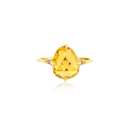 18K Sugar Loaf Ring Citrine Ring