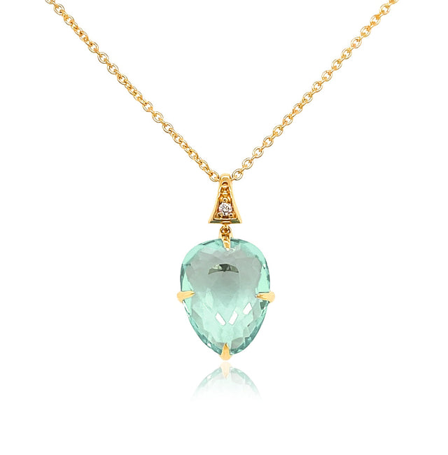 18K Sugar Loaf Prasiolite Necklace