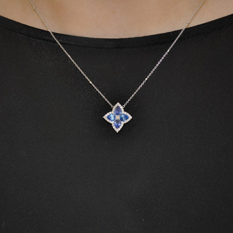 Amaryllis Blue Sapphire Pendant Necklace