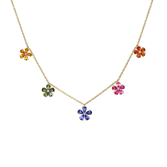 Blooming Multi-Colored Sapphire Necklace