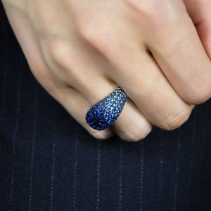 Blue Velvet Dome Blue Sapphire Cocktail Ring