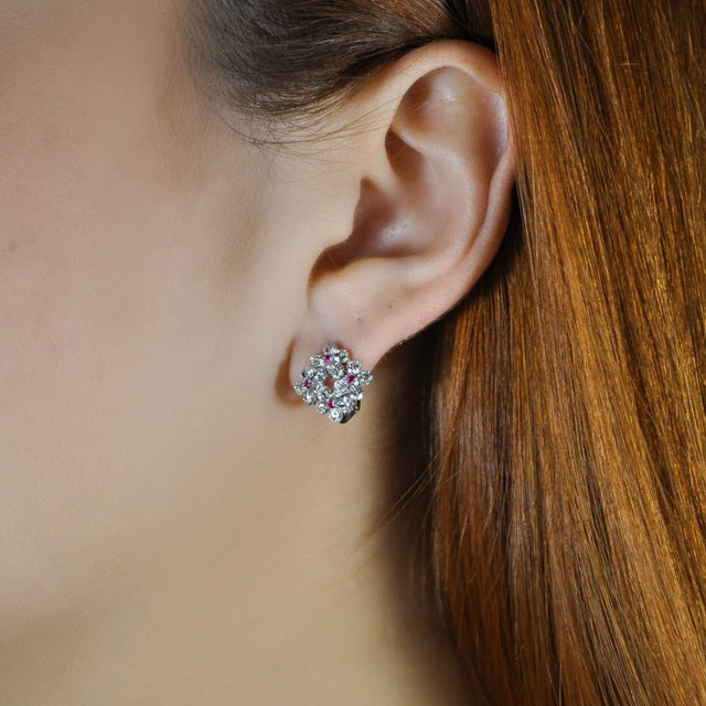 Flores Ruby and Diamond Flower Earrings