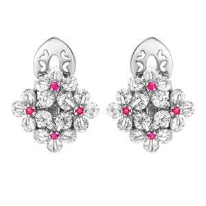 Flores Ruby and Diamond Flower Earrings