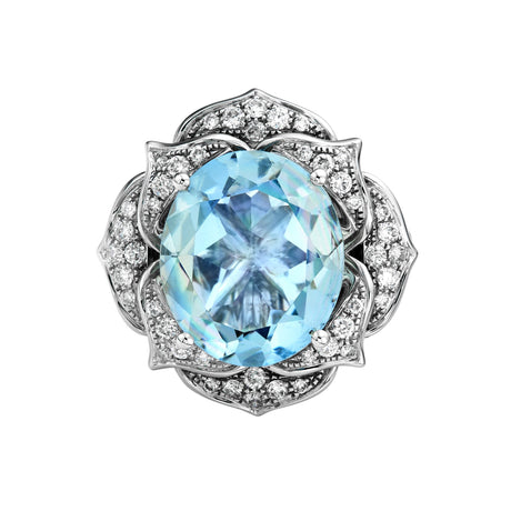 Lovette Aquamarine and Diamond Ring