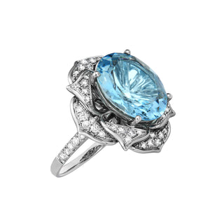 Lovette Aquamarine and Diamond Ring