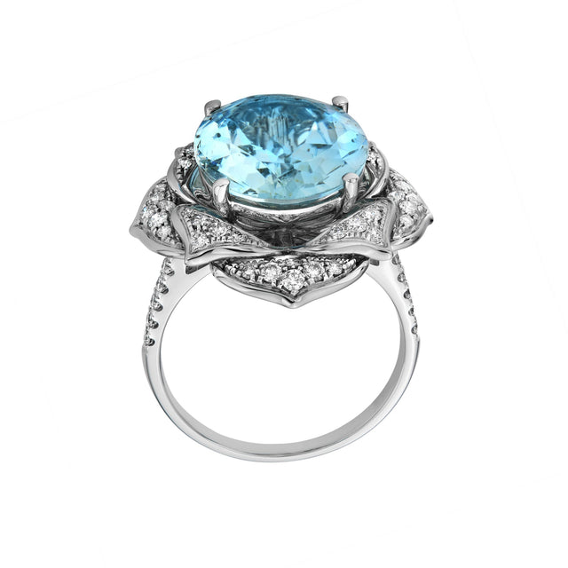 Lovette Aquamarine and Diamond Ring