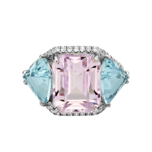 Lucia Kunzite and Aquamarine Ring